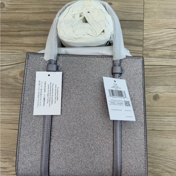 Kate Spade Kenzie Glitter Small Tote Bag KI959 Blueish Silver Purse NWT $329! - Picture 10 of 14
